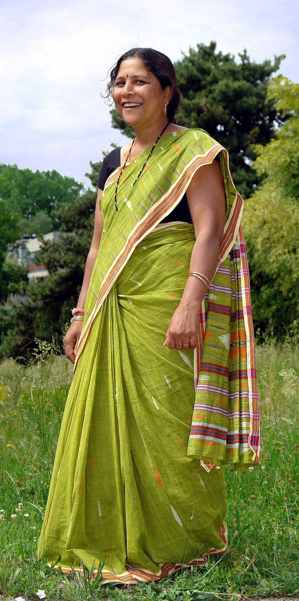 Olive green Chanderi Saree